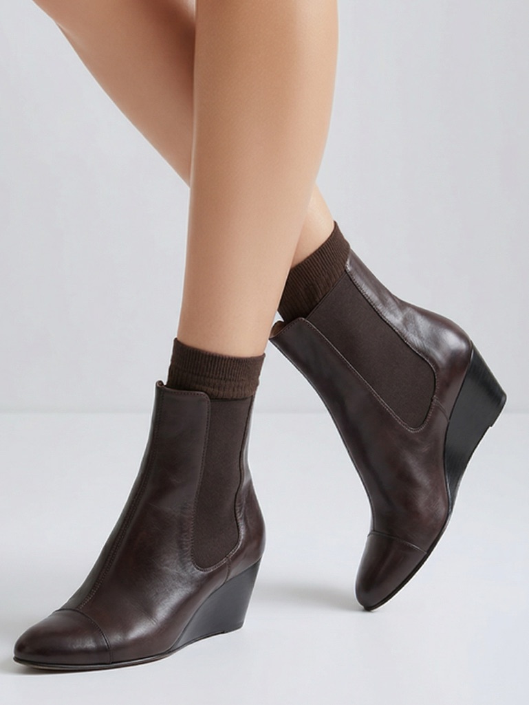 Dana Davis Handmade Italian Luxury Brown Over Ankle Smooth Leather Size 7 B